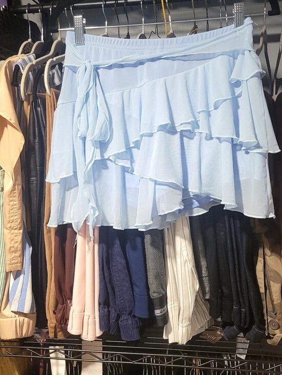 Dresses & Skirts - 5 For $25 Shein Light Blue Ruffled Mini Skirt with Tie Waist